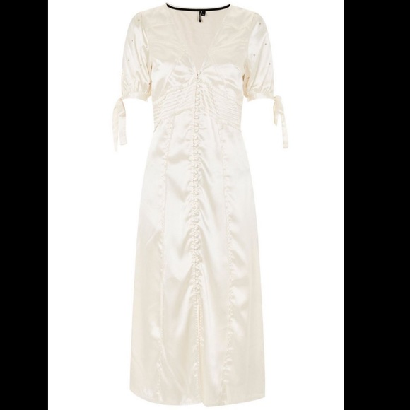 Topshop Satin Button Up Midi Dress w/Embelishments - Picture 3 of 8